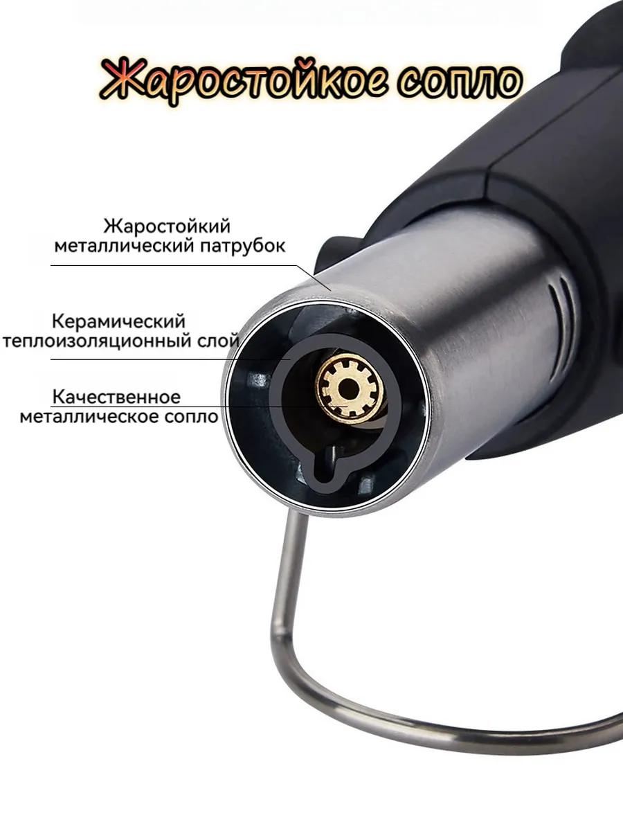 HB1521 Портативная газовая горелка с пьезоподжигом турбо 1 шт. — изображение 8