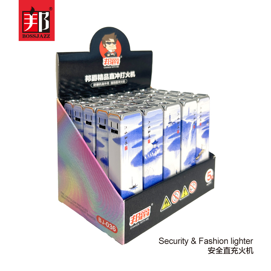 BJ036-5 Зажигалка ветрозащитная с прямым пламенем 【Оптовая продажа коробками】 — изображение 4
