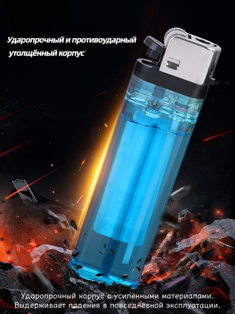 SK307 Утолщённая прозрачная зажигалка с колесиком 【Оптовая продажа коробками】 — изображение 3